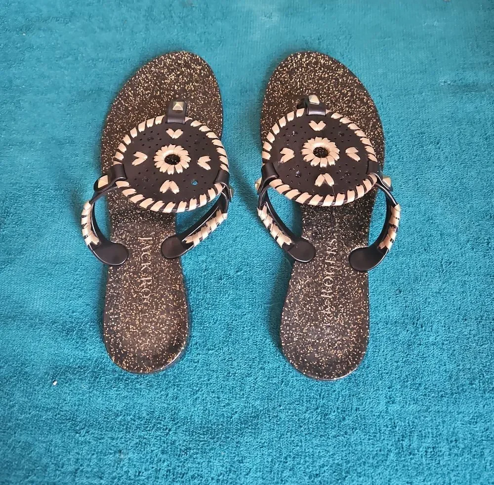 Jack Rogers Georgica Sparkle Glitter Jelly Sandals Size 6 women